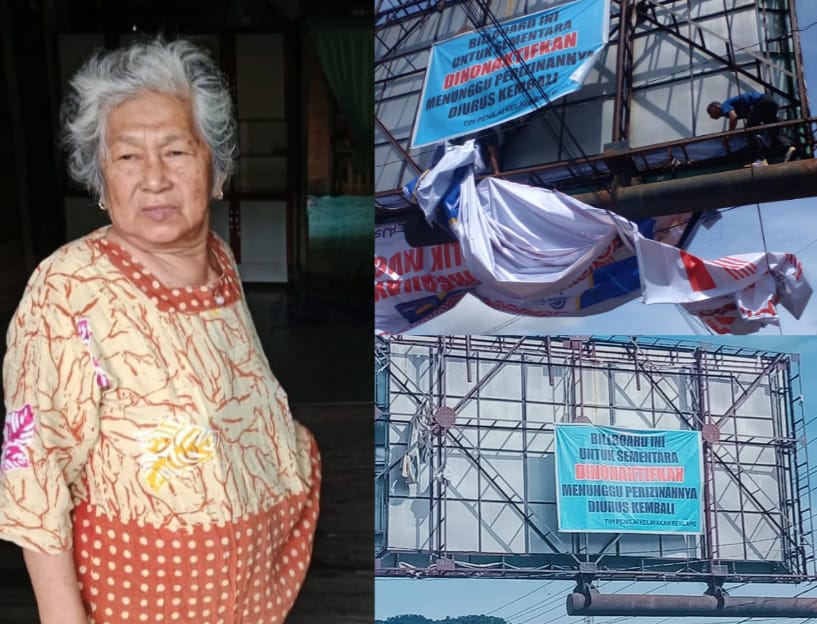 Foto : Musdalipah selaku Pemilik lahan reklame saat memberikan keterangan kepada media, Senin (21/8/23)
