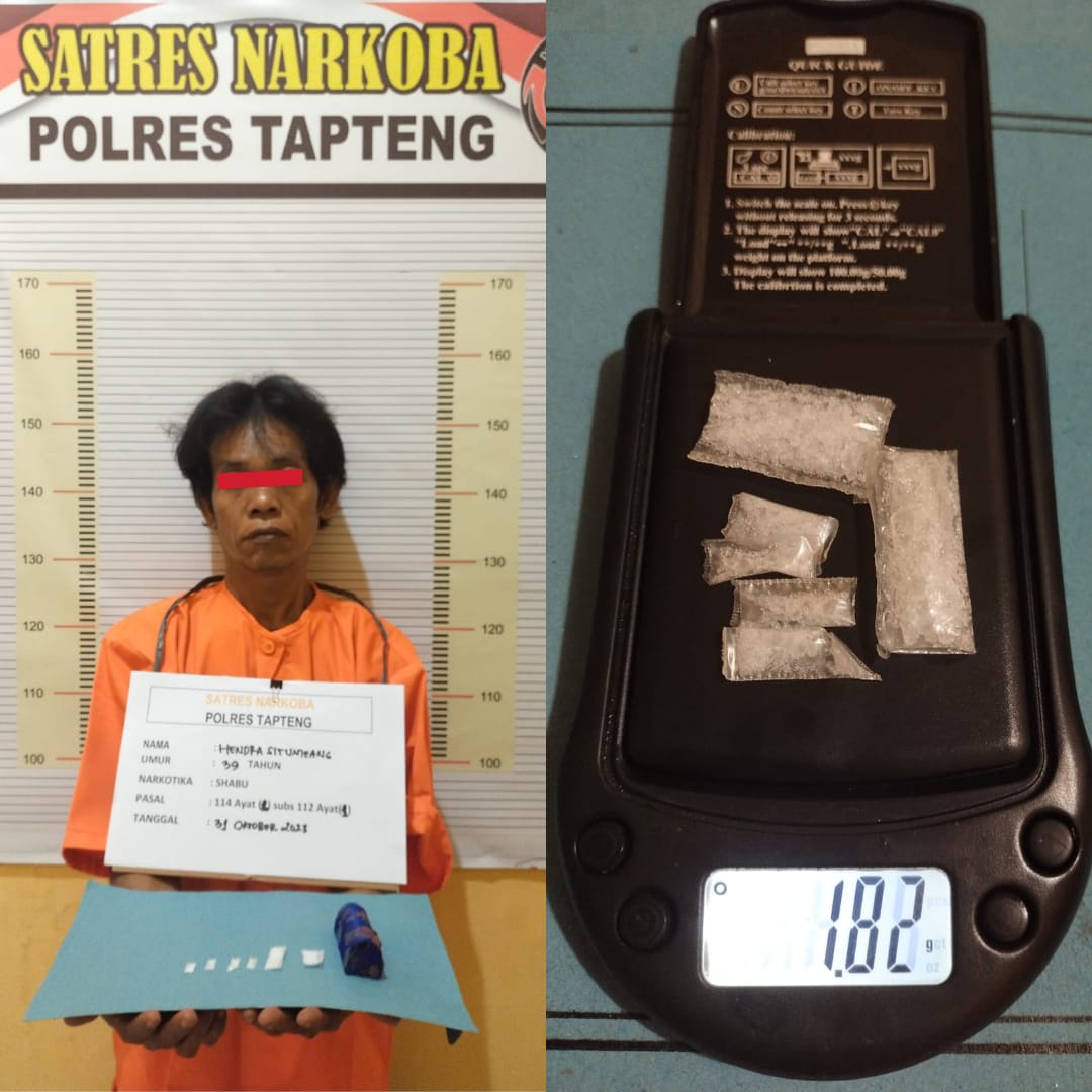 Foto : pelaku HS bersama barang bukti saat diamankan di Polres Tapteng
