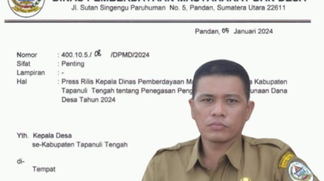Foto : Kepala Dinas Pemberdayaan Masyarakat dan Desa (PMD) Kabupaten Tapanuli Tengah (Tapteng), Henry Haluka Sitinjak, S.TP