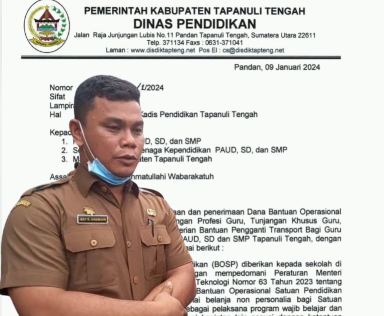 Foto : Kepala Dinas Pendidikan Kabupaten Tapanuli Tengah, Boy Rahman Hasibuan