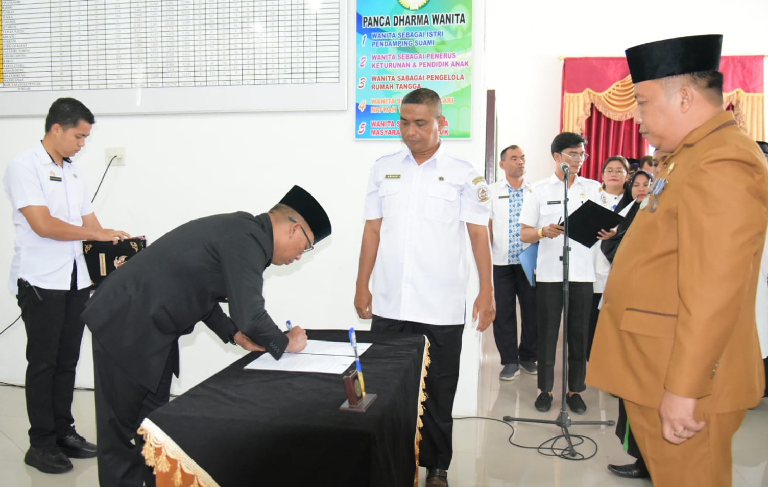 Foto : Pj Bupati Tapanuli Tengah, Dr. Sugeng Riyanta menandatangani Surat Pelantikan Dr. Erwin Hotmansyah Harahap sebagai Sekretaris Daerah Kabupaten Tapanuli Tengah.