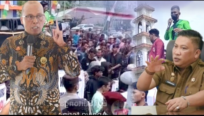 Foto : Pj Bupati Tapteng, Dr. Sugeng Riyanta, SH, MH ingatkan Kordinator Massa serahkan Bukti dalam waktu 3x24 jam.