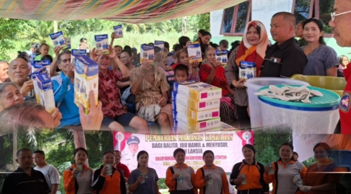 Cegah Stunting, Pemdes Lumut Nauli Bagikan PMT Untuk Balita dan Ibu Hamil