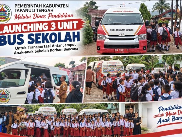 Tak Biarkan Anak Korban Bencana Putus Sekolah, Pemkab Tapteng Operasikan 3 Bus Sekolah Gratis